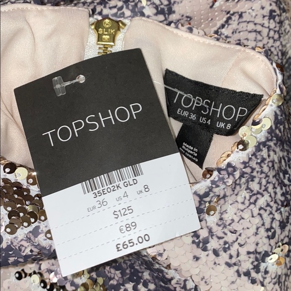 Topshop Backless Metallic Snakeskin Sequin Dress - Picture 5 of 8